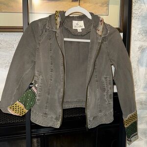 Others Follow - Olive Green Jacket with Patterned Accents